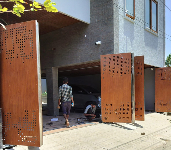 stainless steel bifolding gate by SS Entrance Automation