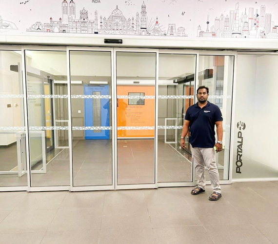 glass sliding doors work of ss entrance automation